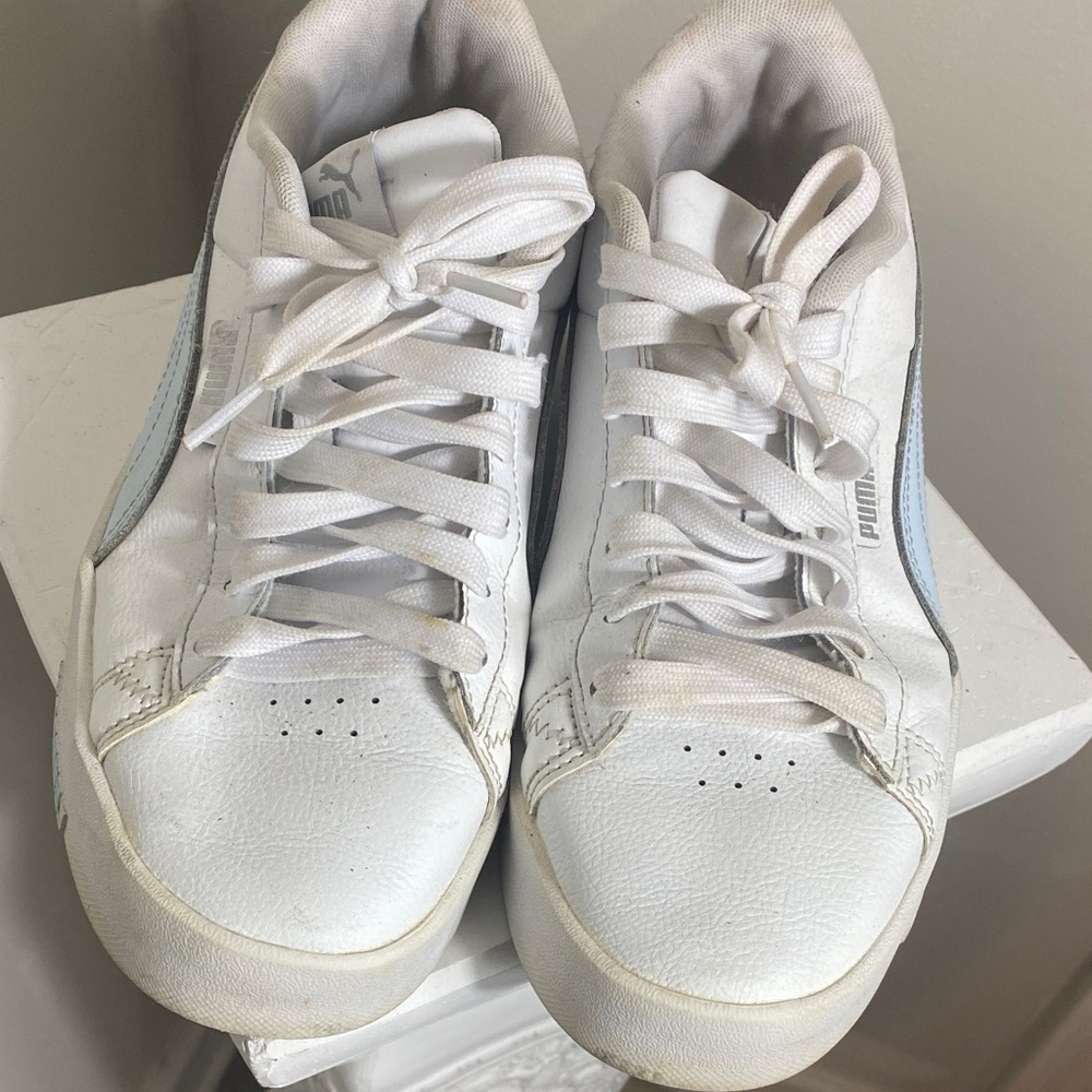 Puma White and Light Blue Sneakers